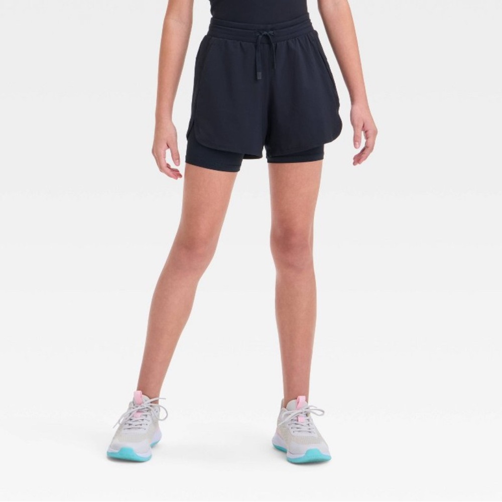 Girls Active 2-in-1 running shorts, All in Motion, black- Size 14/16